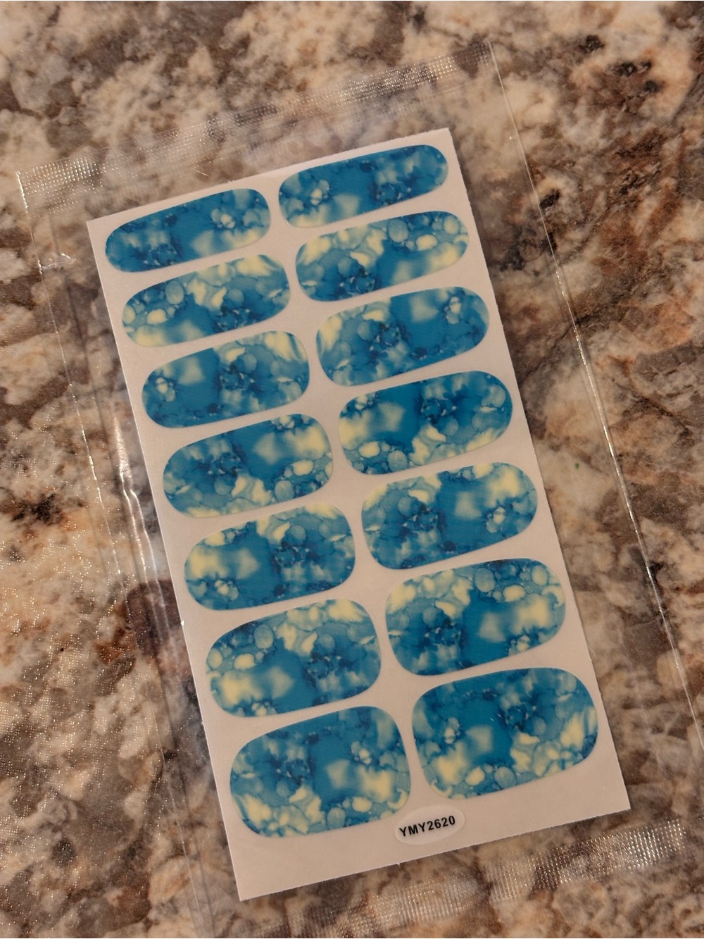 Blue Marble Nail Wrap Stickers
